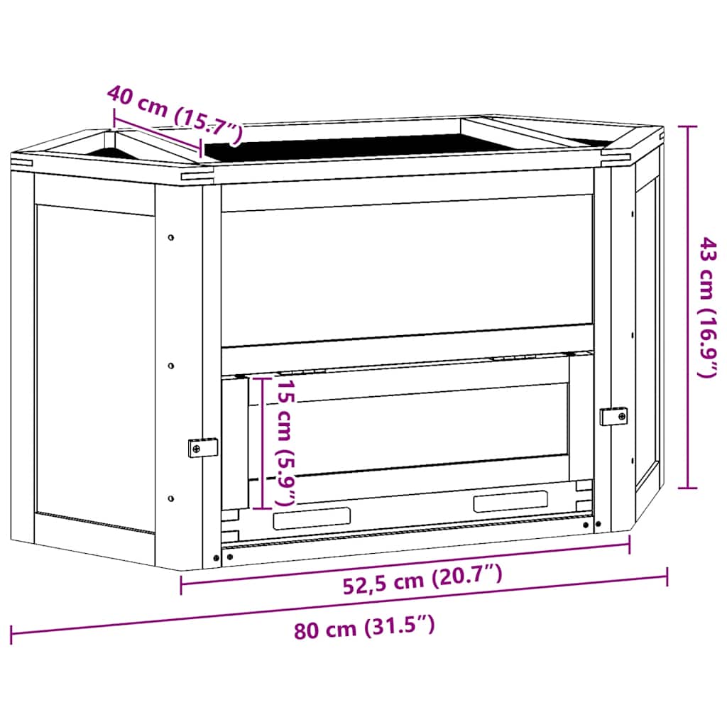 Κλουβί Χάμστερ 80 x 40 x 43 εκ. από Μασίφ Ξύλο Ελάτης - PAKOBAZAAR