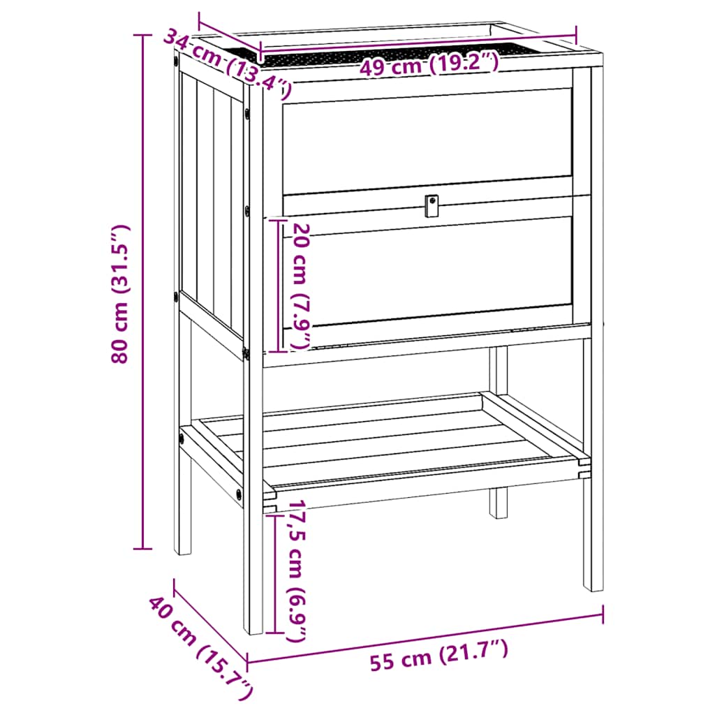 Κλουβί για Χάμστερ 55x40x80 εκ. από Μασίφ Ξύλο Έλατου - PAKOBAZAAR