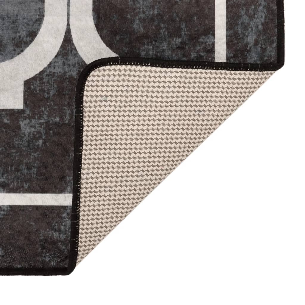 Χαλί Πλενόμενο Αντιολισθητικό Μαύρο και Λευκό 190 x 300 εκ. - PAKOBAZAAR