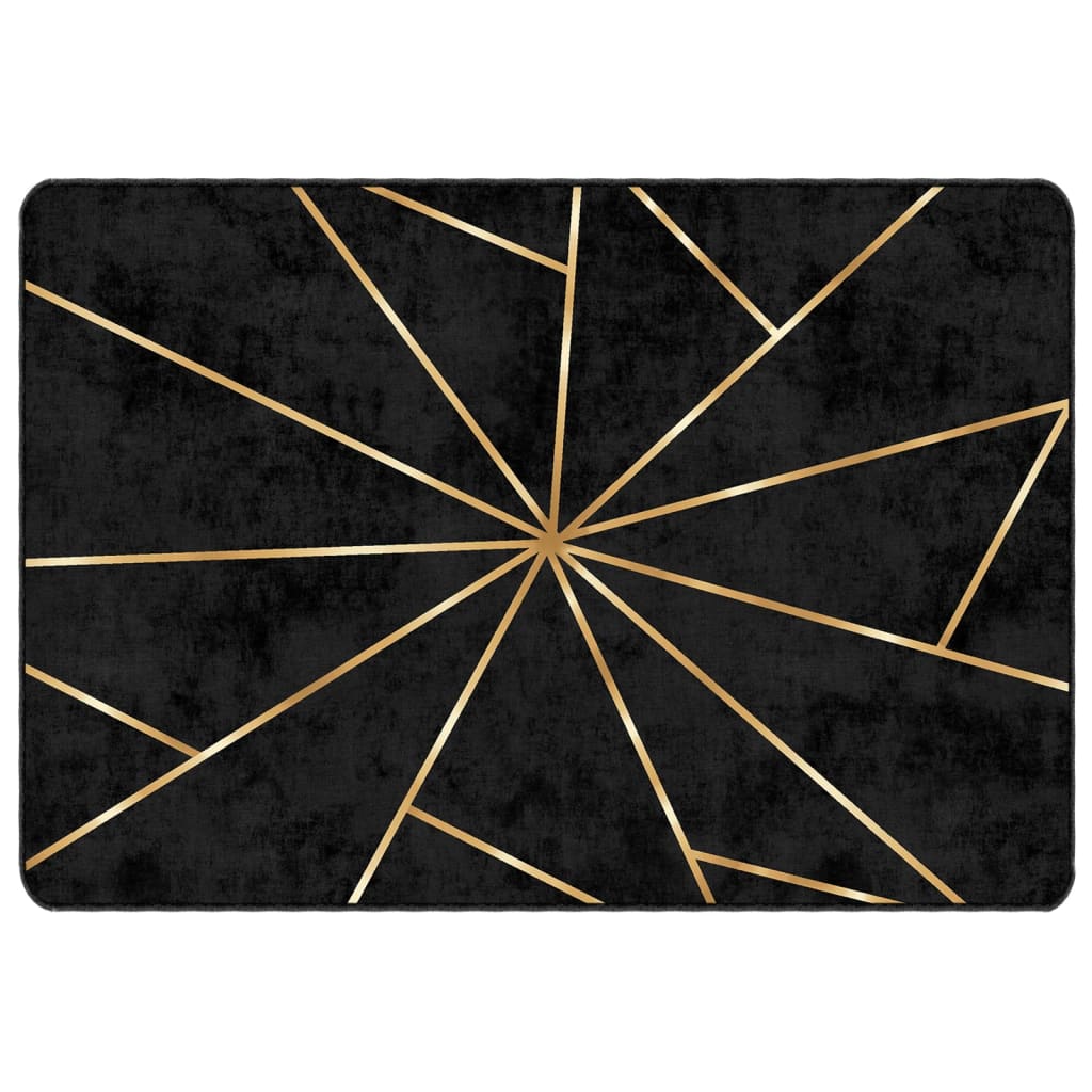 Χαλί Πλενόμενο Μαύρο και Χρυσό 120x180 εκ. - Pakobazaar