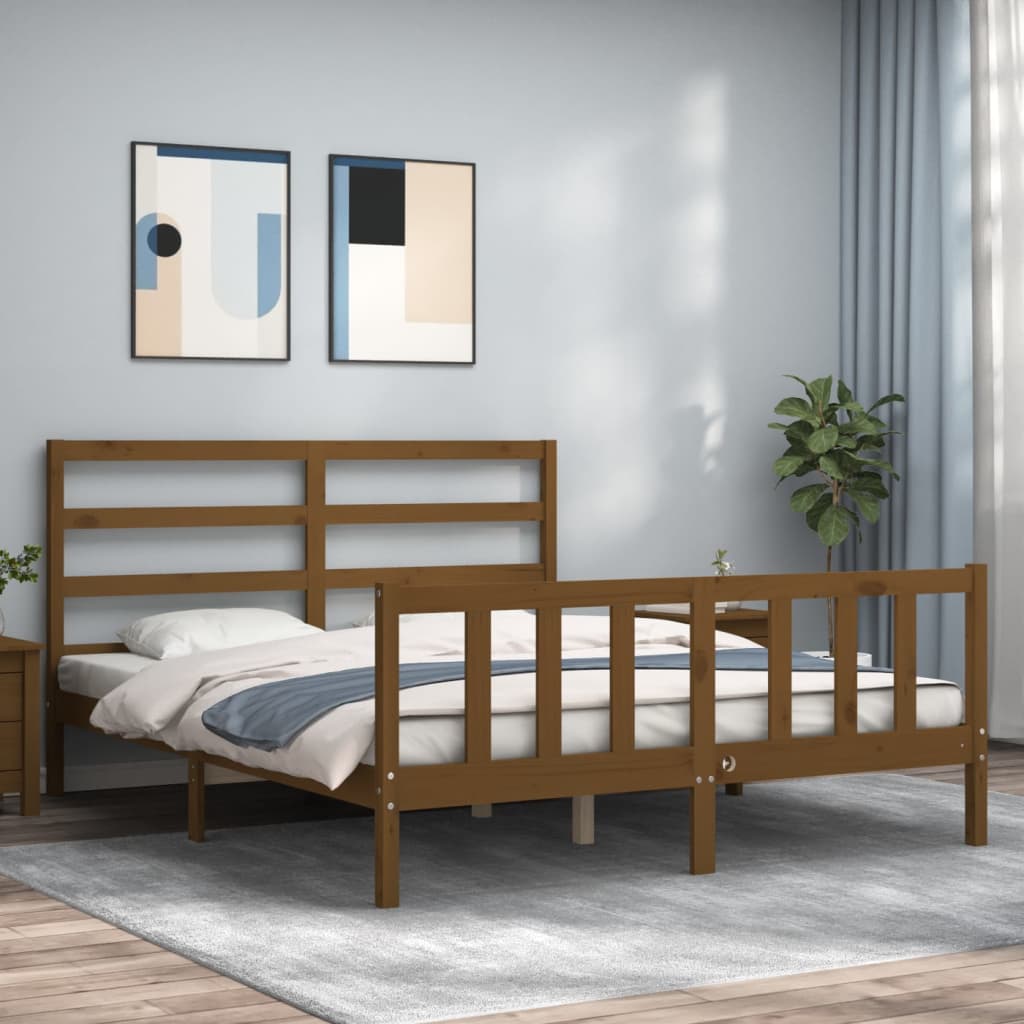 Πλαίσιο Κρεβατιού με Κεφαλάρι Μελί 160x200 εκ. από Μασίφ Ξύλο