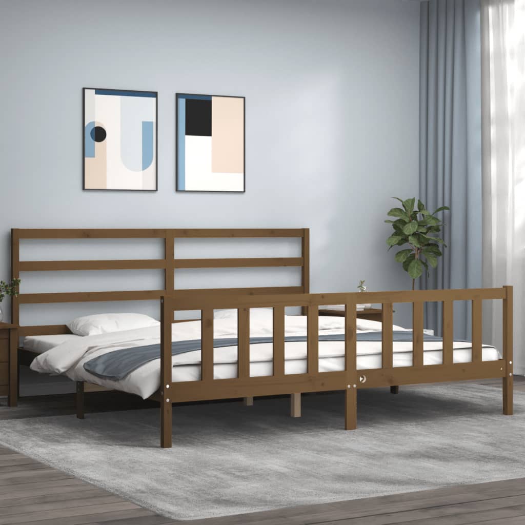 Πλαίσιο Κρεβατιού με Κεφαλάρι Μελί 180x200 εκ. από Μασίφ Ξύλο - Pakobazaar