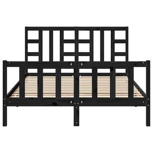 Πλαίσιο Κρεβατιού με Κεφαλάρι Μαύρο Μασίφ Ξύλο King Size