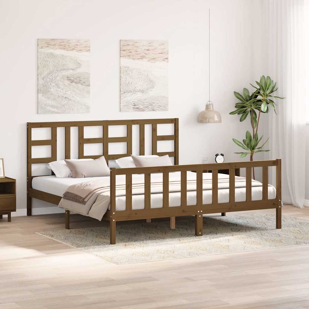 Πλαίσιο Κρεβατιού με Κεφαλάρι Μελί 180x200 εκ. από Μασίφ Ξύλο - Pakobazaar