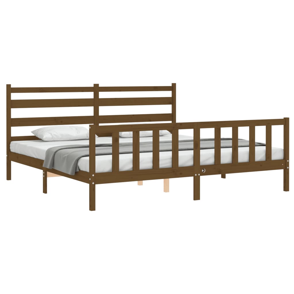 Πλαίσιο Κρεβατιού με Κεφαλάρι Μελί 200x200 εκ. από Μασίφ Ξύλο