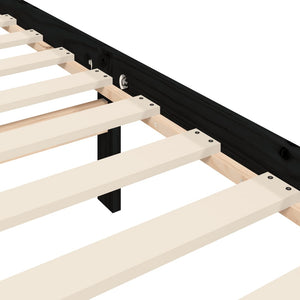 Πλαίσιο Κρεβατιού με Κεφαλάρι Μαύρο Μασίφ Ξύλο King Size