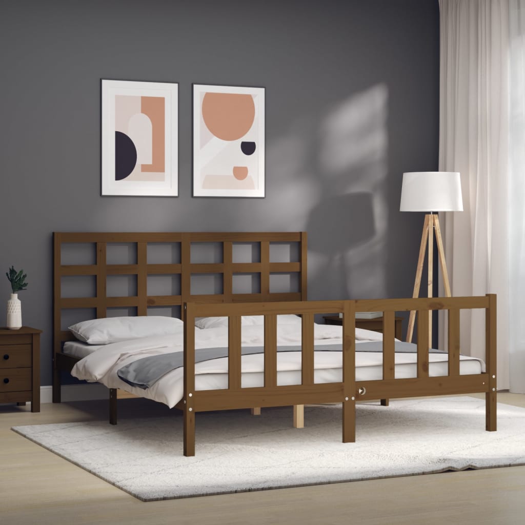 Πλαίσιο Κρεβατιού με Κεφαλάρι Μελί 160x200 εκ. από Μασίφ Ξύλο