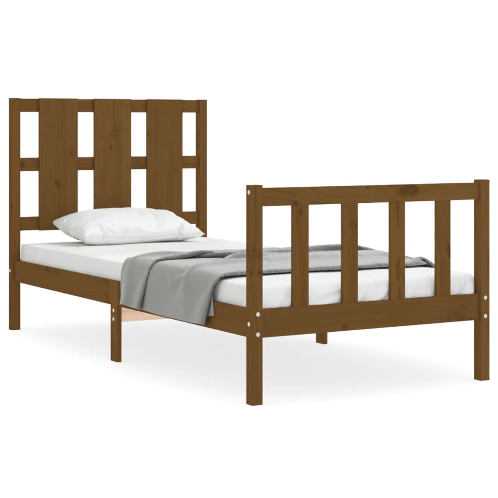 Πλαίσιο Κρεβατιού με Κεφαλάρι Μελί 90 x 200 εκ. από Μασίφ Ξύλο - Pakobazaar