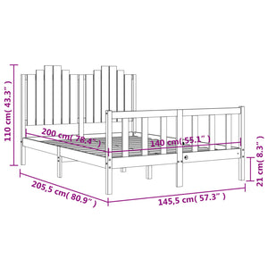 Πλαίσιο Κρεβατιού με Κεφαλάρι Μελί 140x200 εκ. Μασίφ Ξύλο