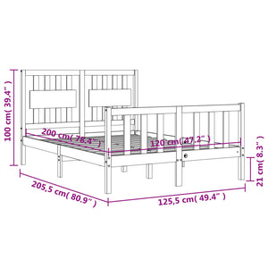 Πλαίσιο Κρεβατιού με Κεφαλάρι Μαύρο 120x200 εκ. Μασίφ Ξύλο