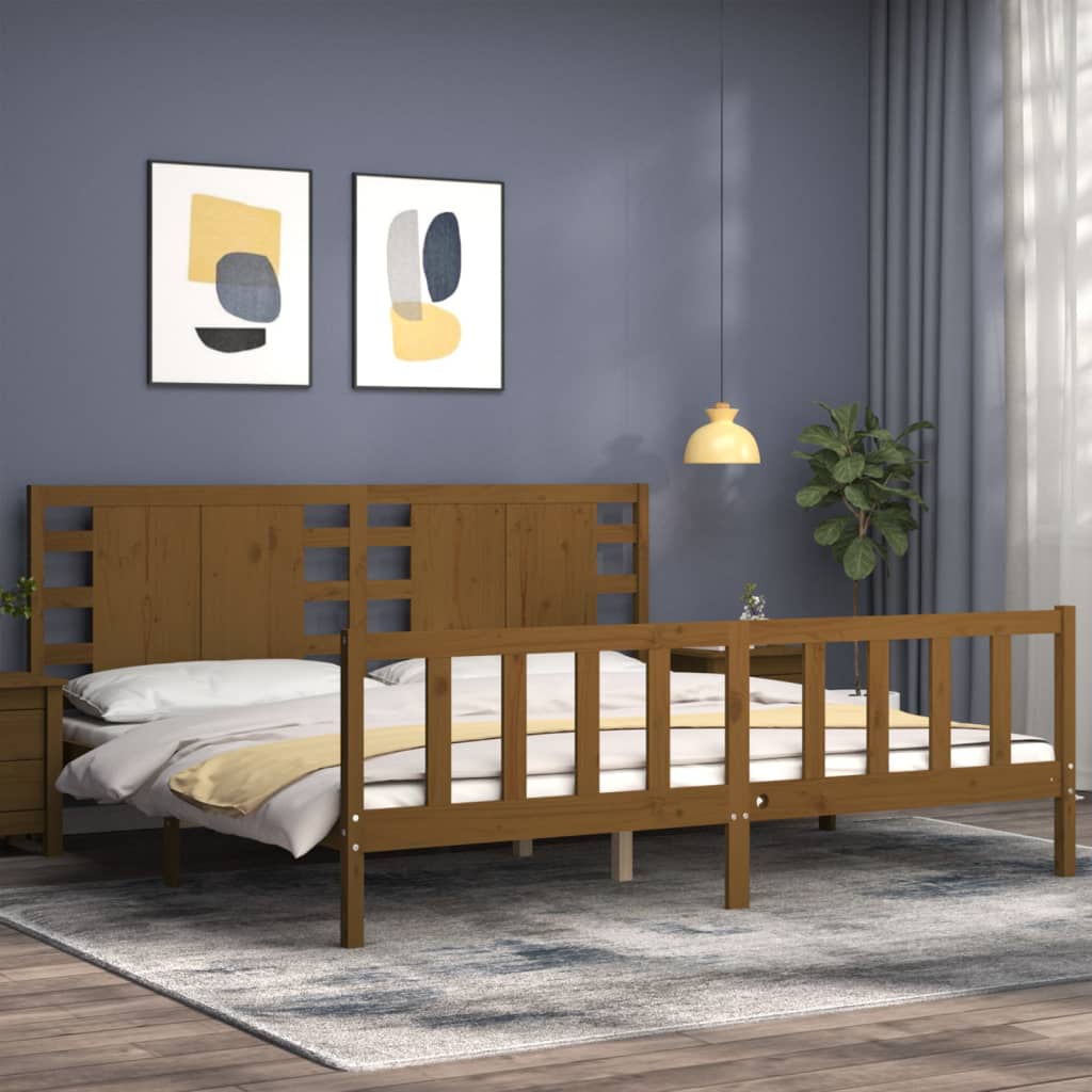 Πλαίσιο Κρεβατιού με Κεφαλάρι Μελί 200x200 εκ. από Μασίφ Ξύλο