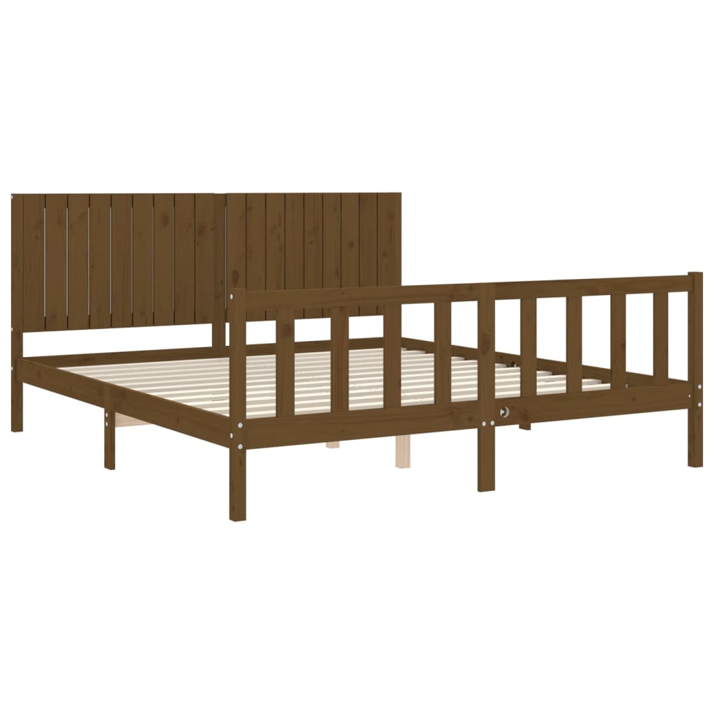 Πλαίσιο Κρεβατιού με Κεφαλάρι Μελί Μασίφ Ξύλο Super King Size