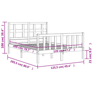 Πλαίσιο Κρεβατιού με Κεφαλάρι Μαύρο 120x200 εκ. Μασίφ Ξύλο