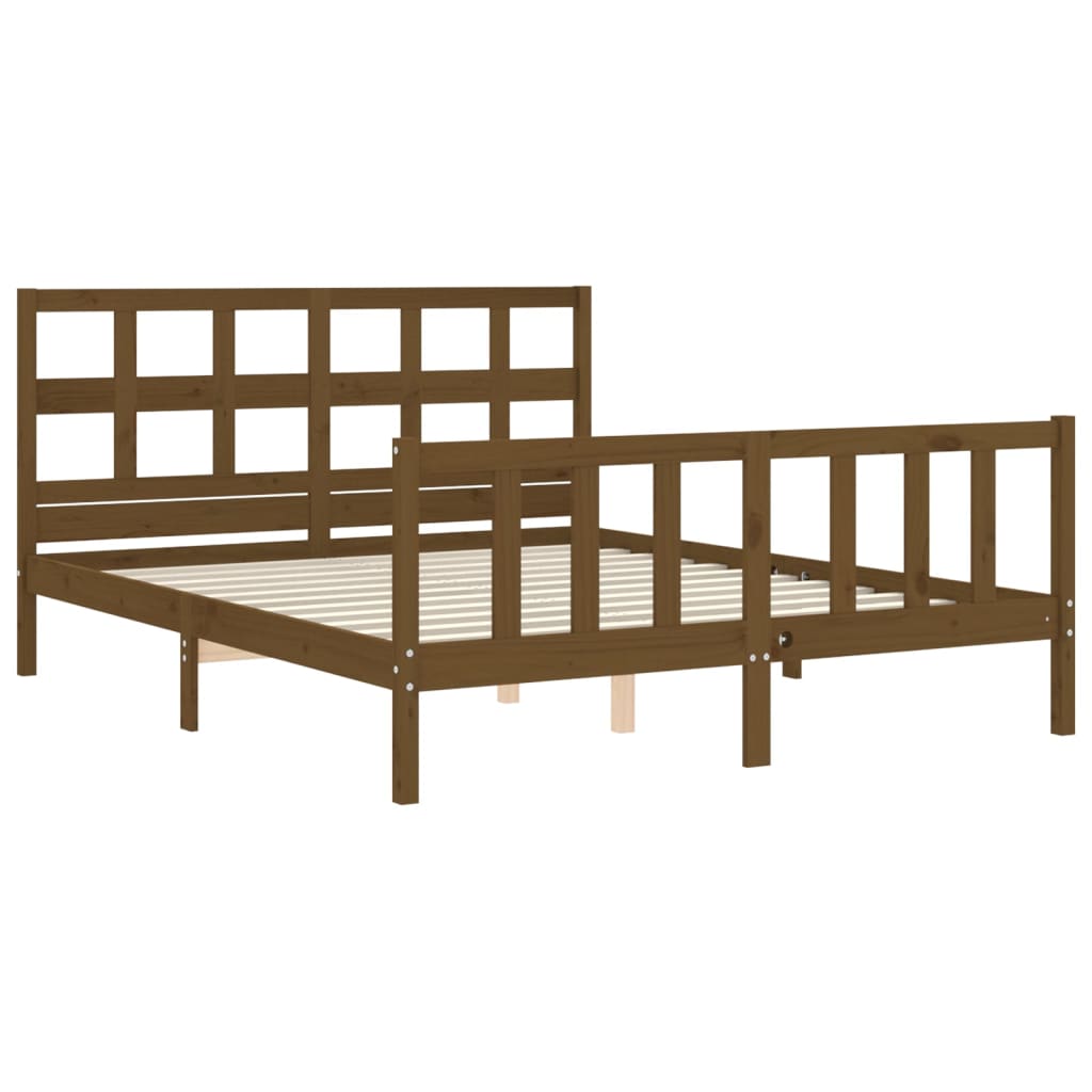 Πλαίσιο Κρεβατιού με Κεφαλάρι Μελί Μασίφ Ξύλο King Size