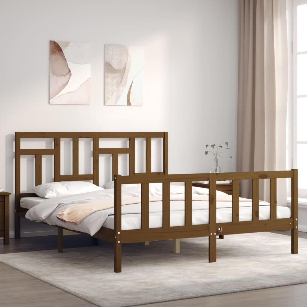 Πλαίσιο Κρεβατιού με Κεφαλάρι Μελί 160x200 εκ. από Μασίφ Ξύλο