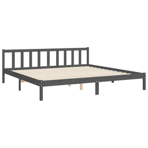 Πλαίσιο Κρεβατιού με Κεφαλάρι Γκρι 200x200 εκ. Μασίφ Ξύλο - Pakobazaar