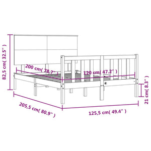 Πλαίσιο Κρεβατιού με Κεφαλάρι Μαύρο 120x200 εκ. Μασίφ Ξύλο