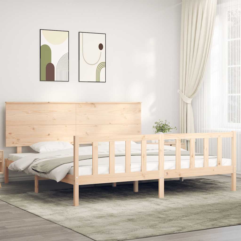 Πλαίσιο Κρεβατιού με Κεφαλάρι Μασίφ Ξύλο Super King Size