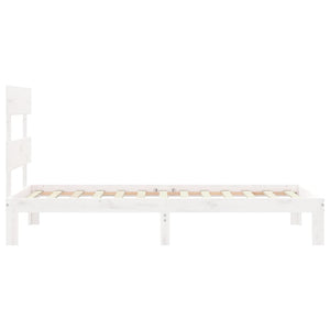 Πλαίσιο Κρεβατιού με Κεφαλάρι Λευκό Μασίφ Ξύλο Small Single