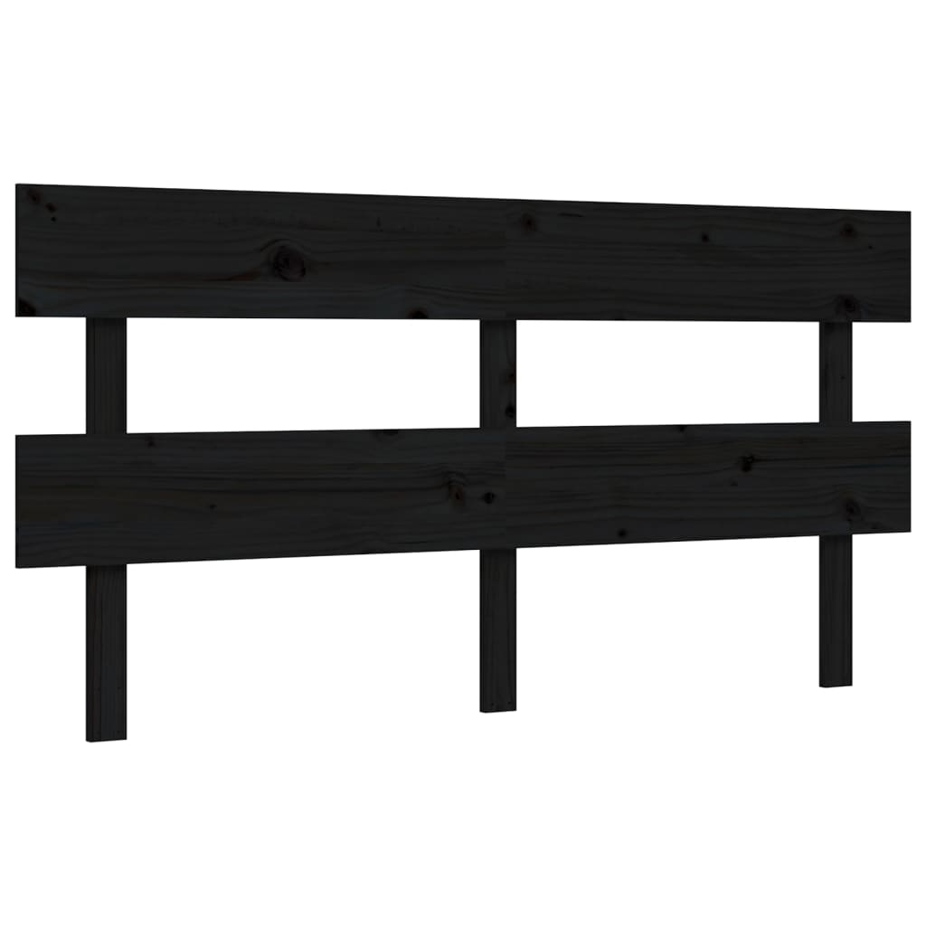 Πλαίσιο Κρεβατιού με Κεφαλάρι Μαύρο 160 x 200 εκ. Μασίφ Ξύλο - Pakobazaar