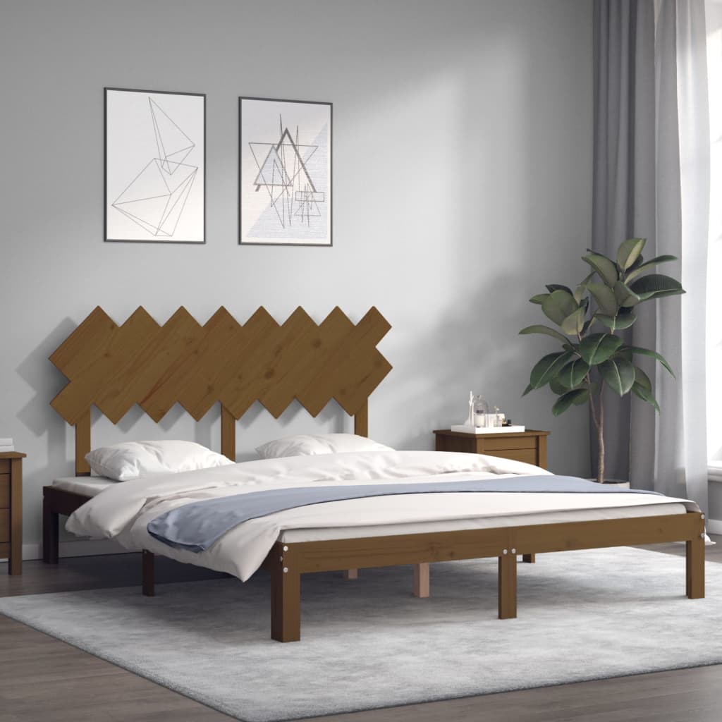 Πλαίσιο Κρεβατιού με Κεφαλάρι Μελί 160x200 εκ. από Μασίφ Ξύλο - Pakobazaar
