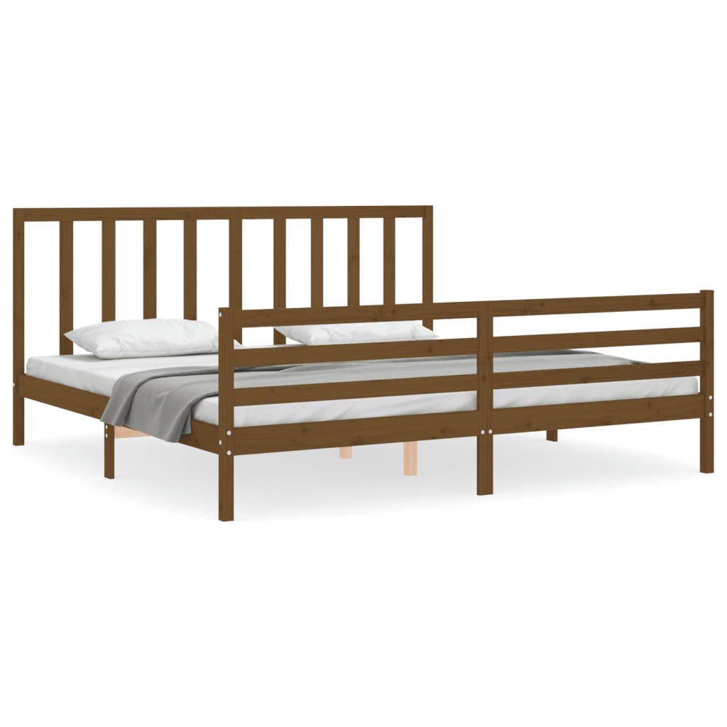 Πλαίσιο Κρεβατιού με Κεφαλάρι Μελί Μασίφ Ξύλο Super King Size