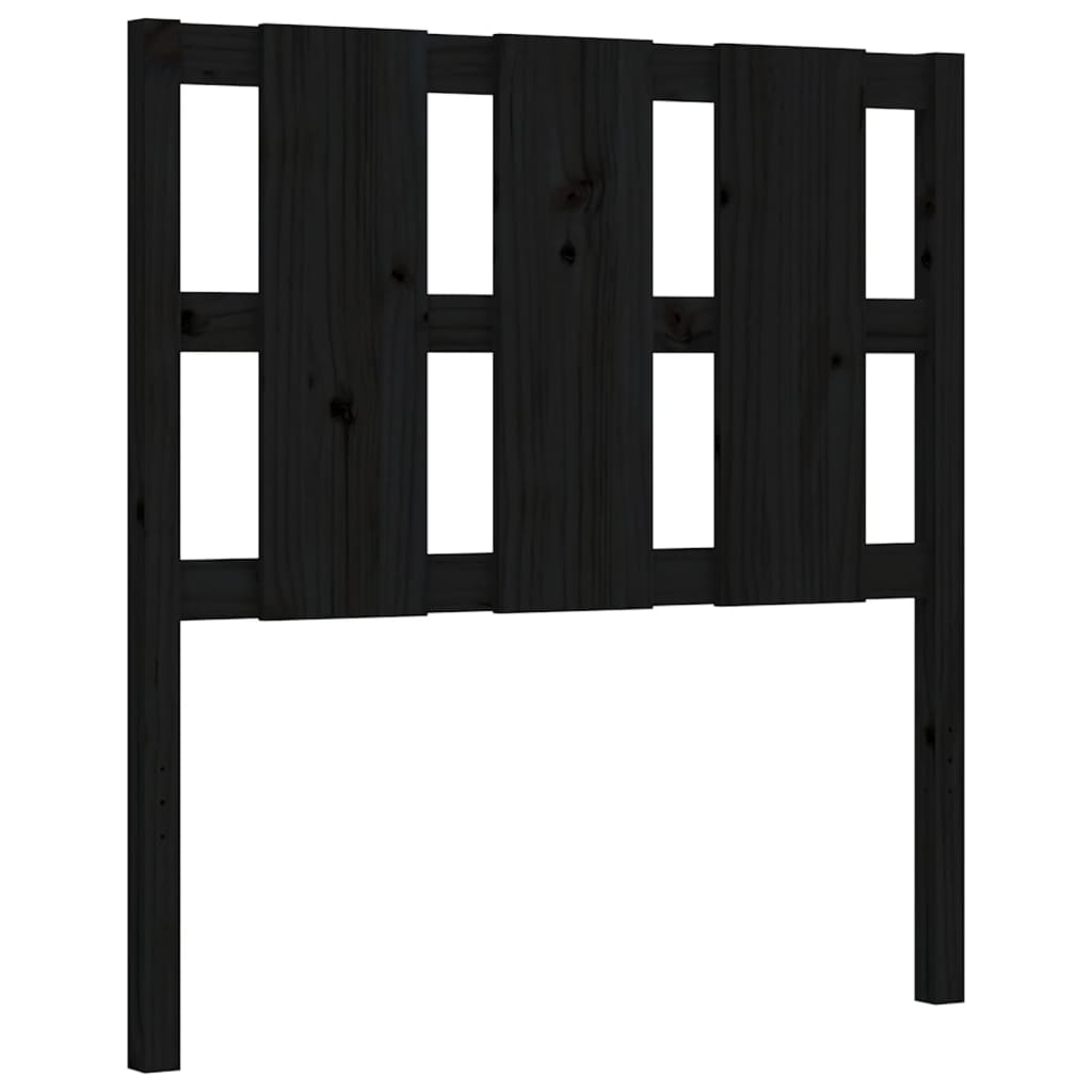 Πλαίσιο Κρεβατιού με Κεφαλάρι Μαύρο Μασίφ Ξύλο Small Single