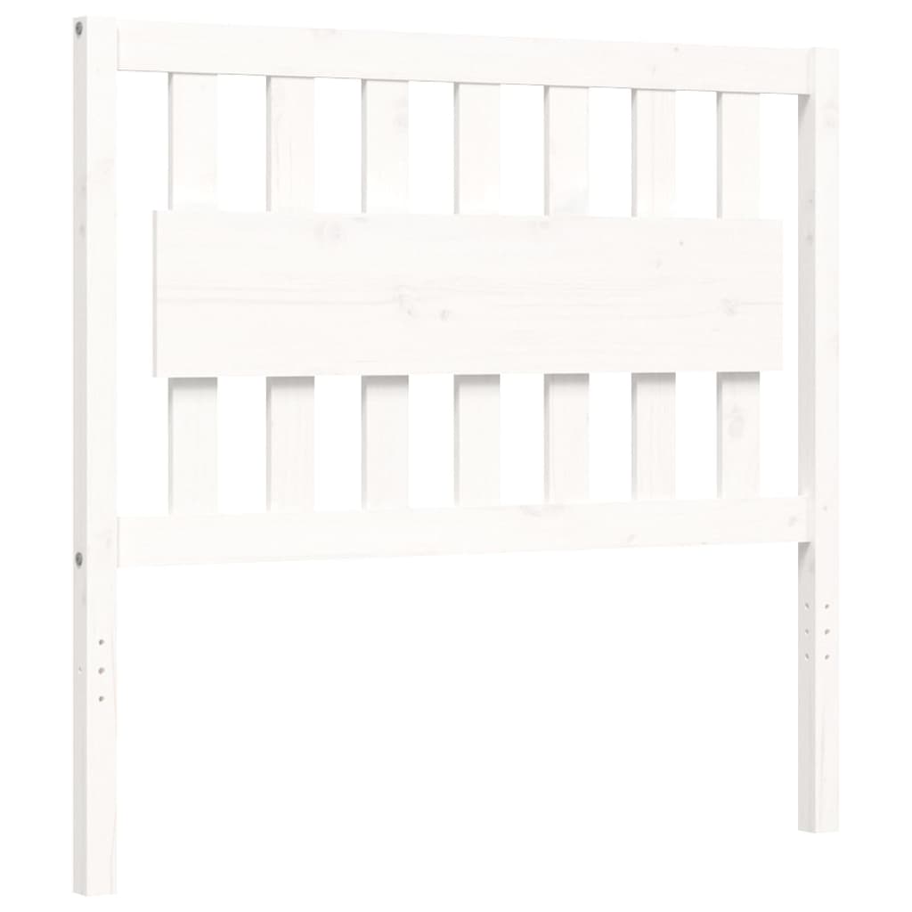 Πλαίσιο Κρεβατιού με Κεφαλάρι Λευκό 100x200 εκ. Μασίφ Ξύλο - Pakobazaar