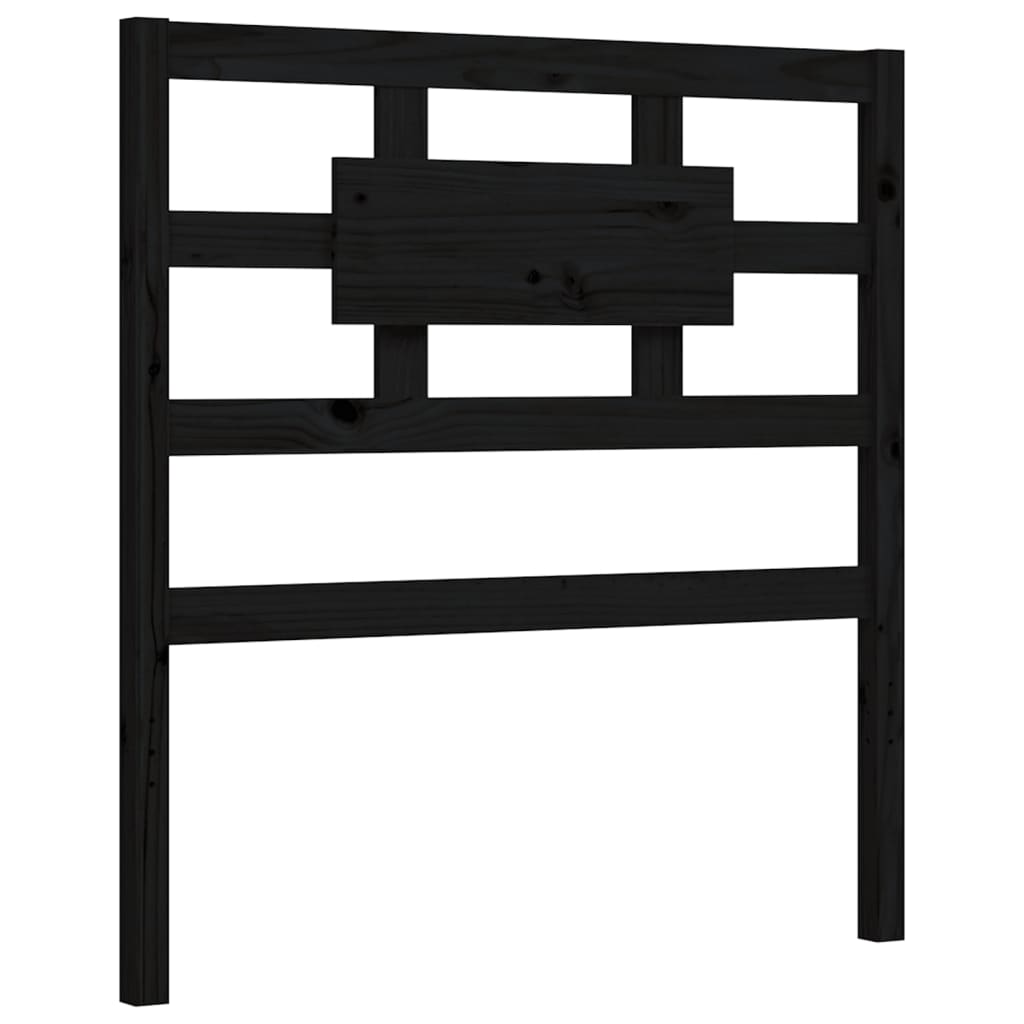 Πλαίσιο Κρεβατιού με Κεφαλάρι Μαύρο Μασίφ Ξύλο Single