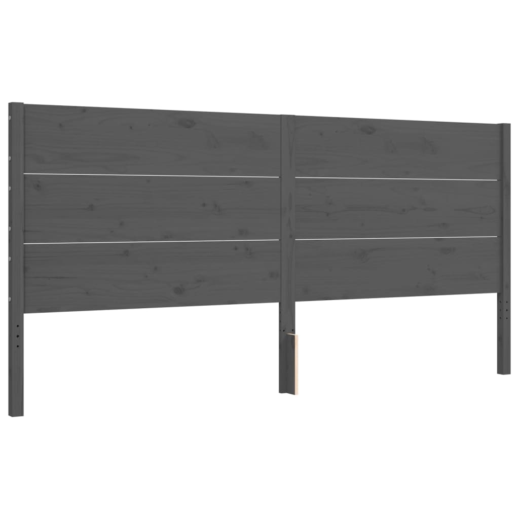 Πλαίσιο Κρεβατιού με Κεφαλάρι Γκρι Μασίφ Ξύλο Super King Size