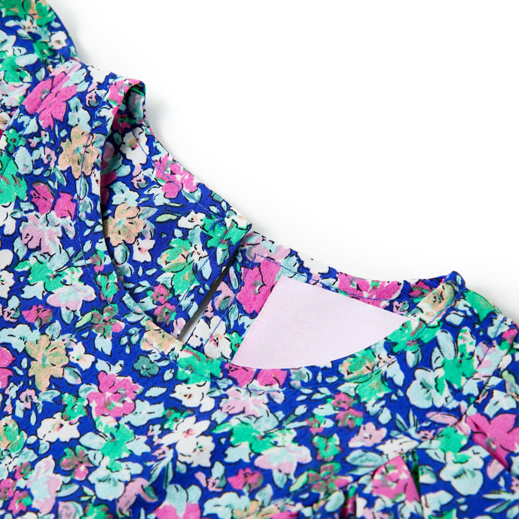 Φόρεμα Παιδικό Μανίκια με Βολάν Χρώμα Μπλε Κοβαλτίου 116 - PAKOBAZAAR