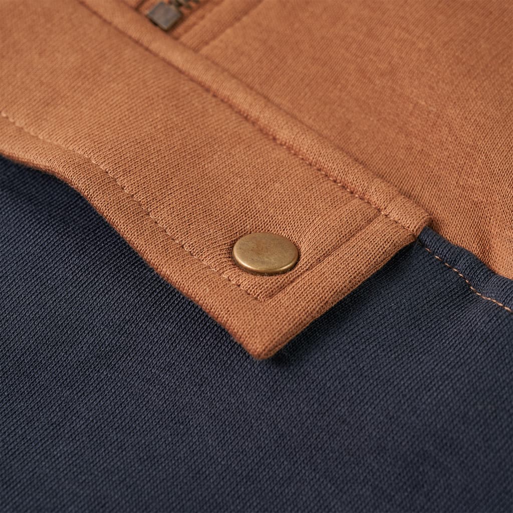 Φούτερ Παιδικό με Κουκούλα και Μισό Φερμουάρ Ανθρακί και Κονιάκ 92 - PAKOBAZAAR