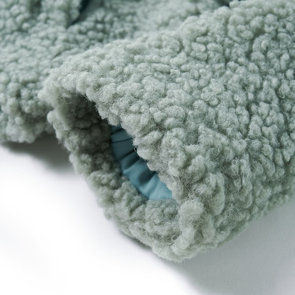 Παλτό Παιδικό Teddy με Κουκούλα Πράσινο Μέντα 92 Συνθετική Γούνα - PAKOBAZAAR