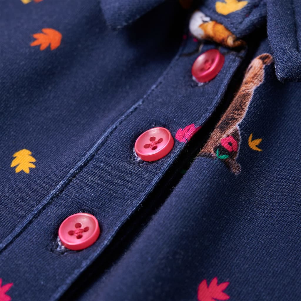 Φόρεμα Παιδικό Μακρυμάνικο με Κορδόνι Ναυτικό Μπλε 128 - PAKOBAZAAR