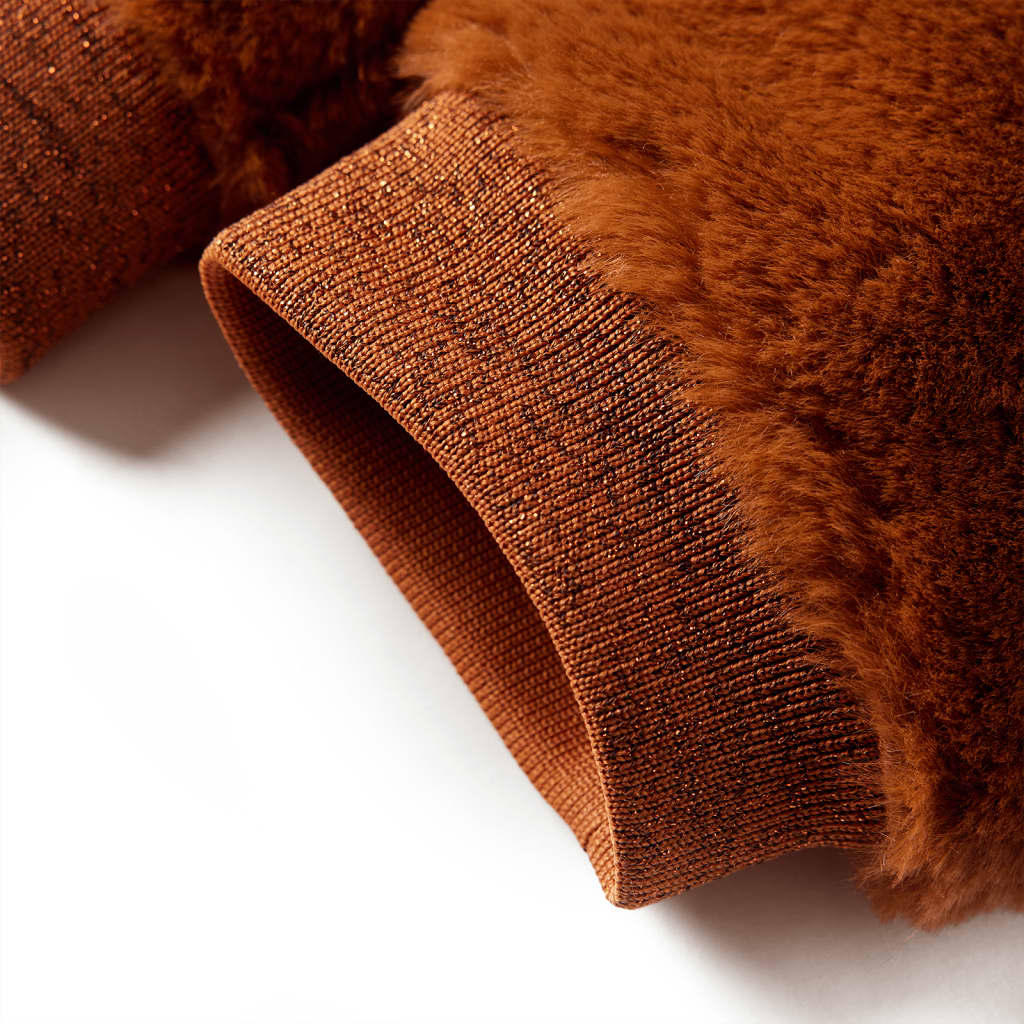 Παλτό Παιδικό με Κουκούλα Κονιάκ 128 Συνθετική Γούνα - PAKOBAZAAR