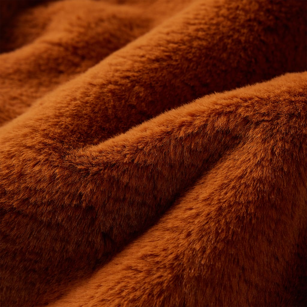 Παλτό Παιδικό με Κουκούλα Κονιάκ 128 Συνθετική Γούνα - PAKOBAZAAR