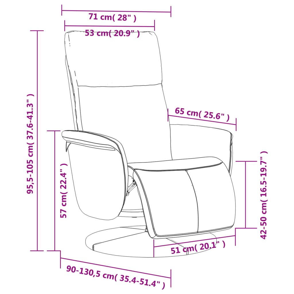 Πολυθρόνα Ανακλινόμενη με Υποπόδιο Καφέ από Συνθετικό Δέρμα