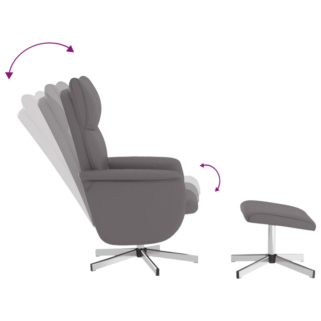 Πολυθρόνα Ανακλινόμενη με Υποπόδιο Γκρι από Συνθετικό Δέρμα