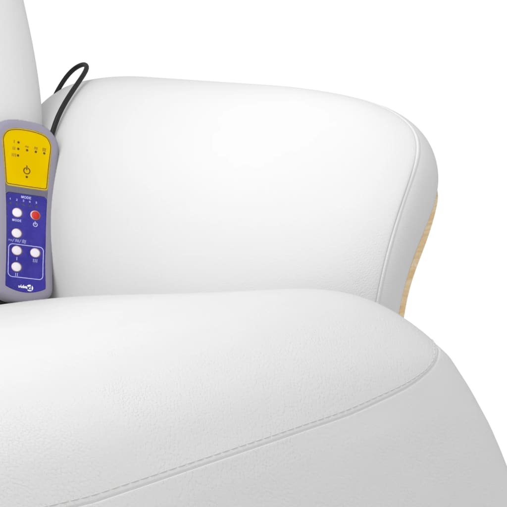 Πολυθρόνα Μασάζ Ανακλινόμενη με Υποπόδιο Λευκή Συνθετικό Δέρμα - Pakobazaar