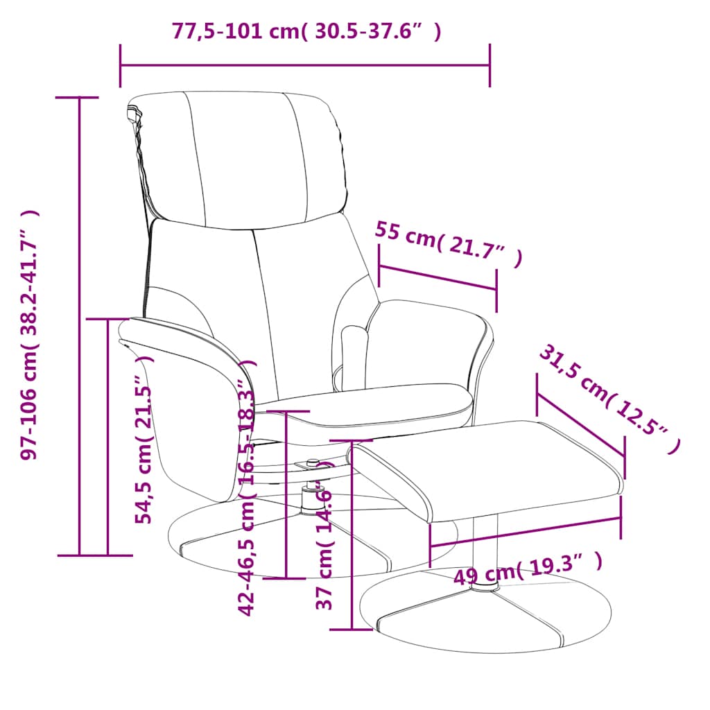 Πολυθρόνα Μασάζ Ανακλινόμενη Μαύρη Συνθετικό Δέρμα & Υποπόδιο