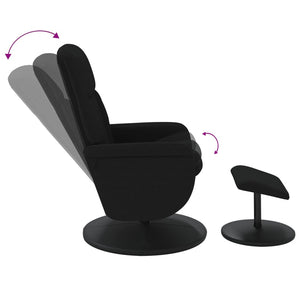 Πολυθρόνα Relax με Υποπόδιο Μαύρη Βελούδινη