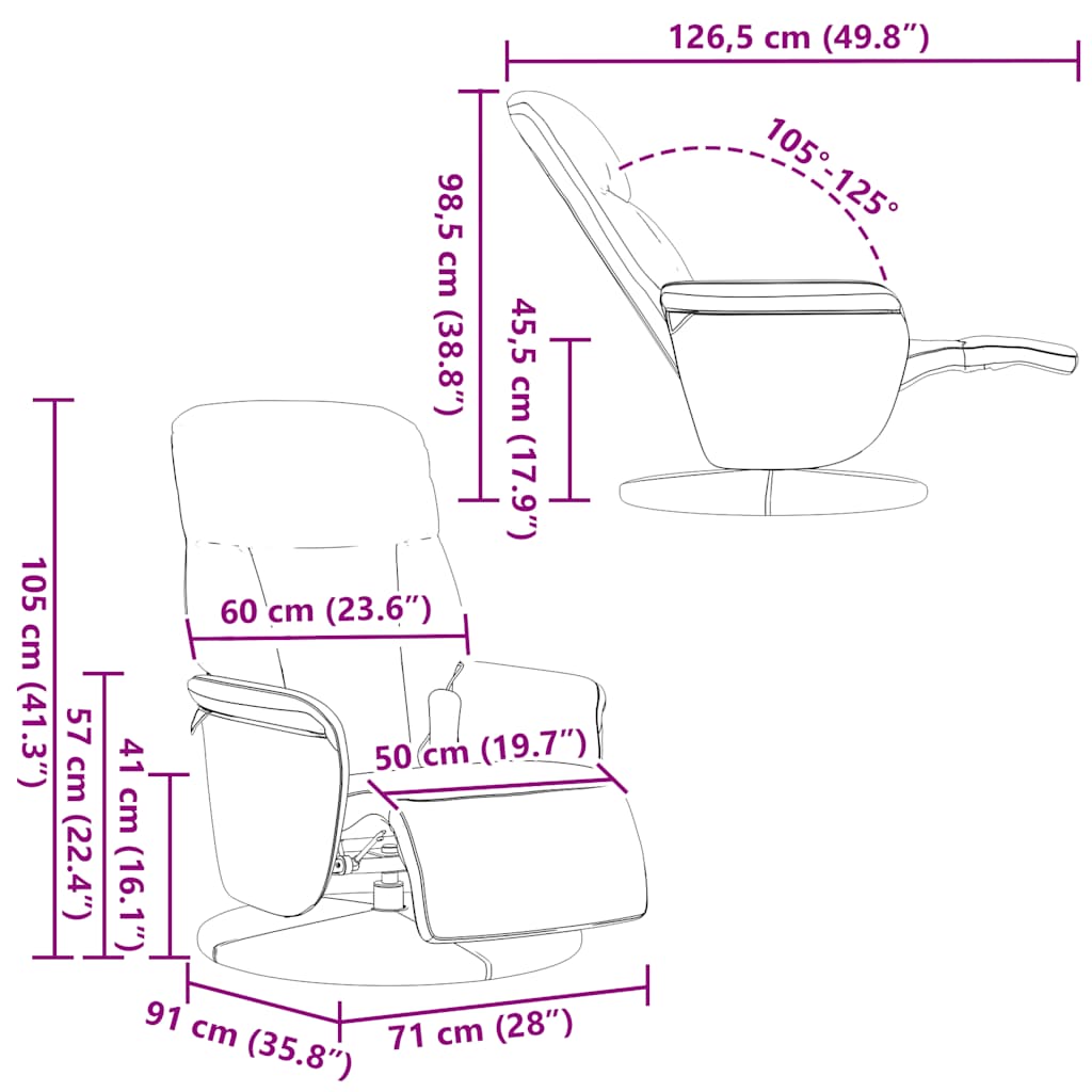 Πολυθρόνα Μασάζ Ανακλινόμενη με Υποπόδιο Σκούρο Γκρι Βελούδινη