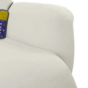 Πολυθρόνα Μασάζ Ανακλινόμενη με Υποπόδιο Κρεμ Βελούδινη