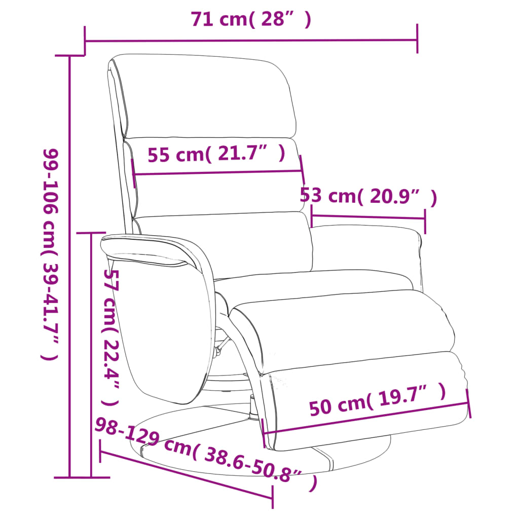 Πολυθρόνα Ανακλινόμενη με Υποπόδιο Καφέ από Συνθετικό Δέρμα