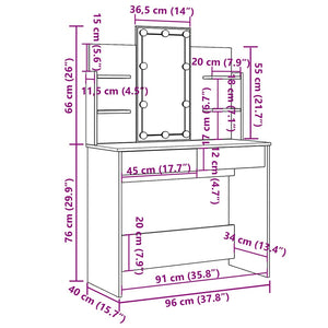 Μπουντουάρ με LED Φώτα Λευκό 96x40x142 εκ. - Pakobazaar