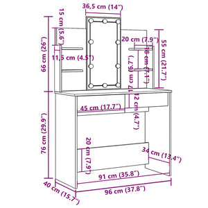 Μπουντουάρ με LED Φώτα Μαύρο 96x40x142 εκ. - Pakobazaar