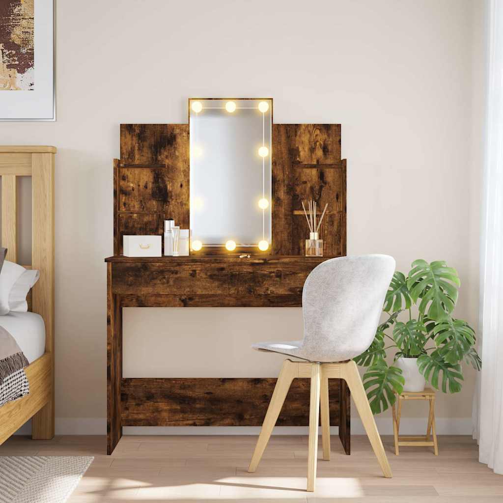 Μπουντουάρ με LED Φώτα Καπνιστή Δρυς 96x40x142 εκ. - Pakobazaar