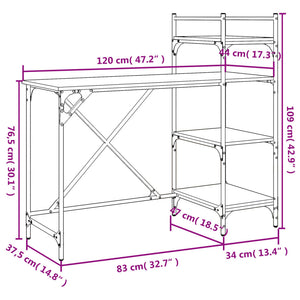 Γραφείο Υπολογιστή με Ράφια Καφέ Δρυς 120 x 47 x 109 εκ.