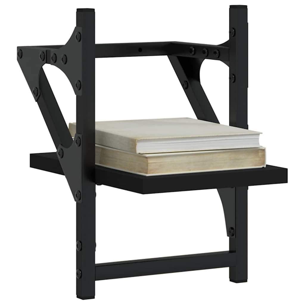 Ράφια Τοίχου με Μπάρα 2 τεμ. Μαύρα 20 x 25 x 30 εκ.