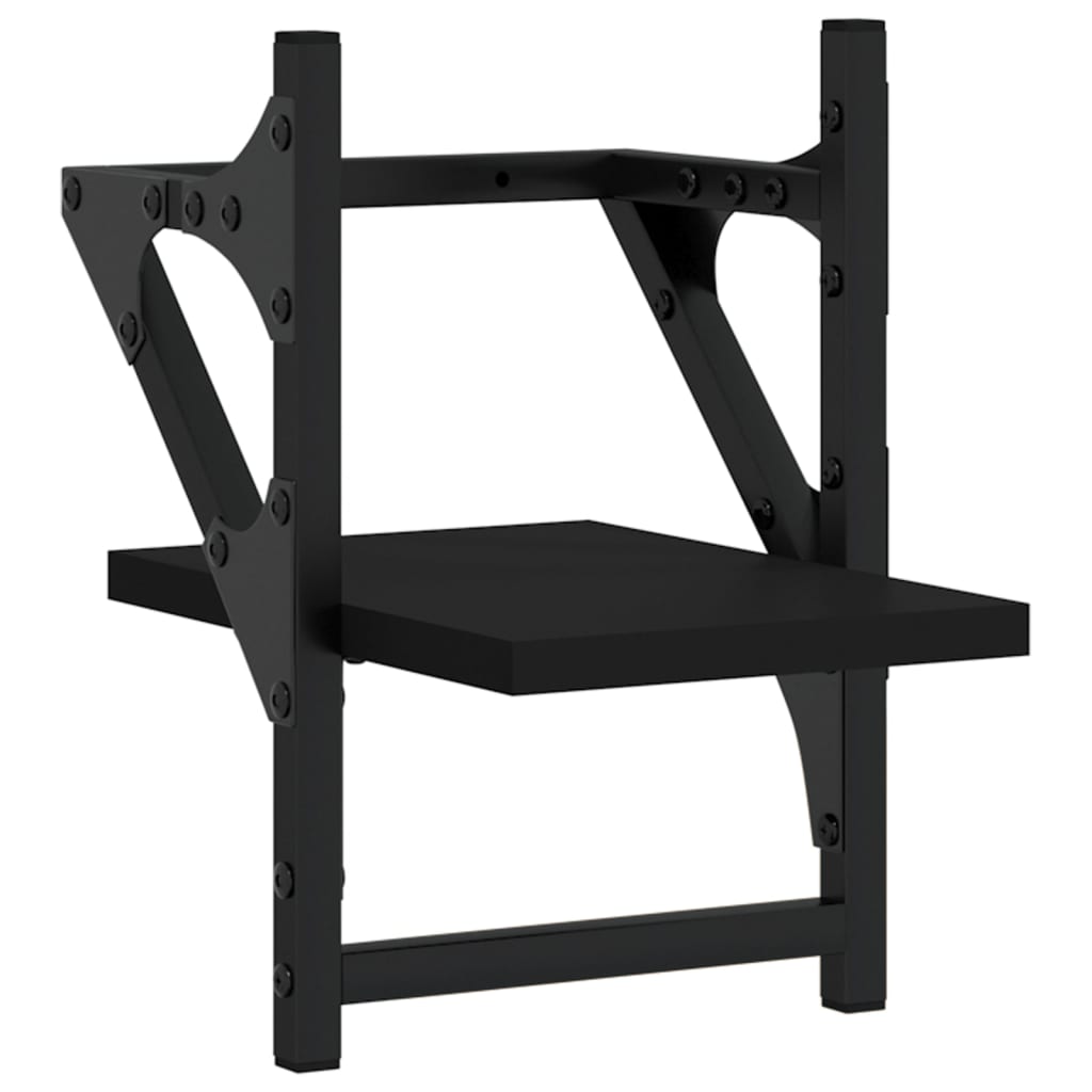 Ράφια Τοίχου με Μπάρα 2 τεμ. Μαύρα 20 x 25 x 30 εκ.